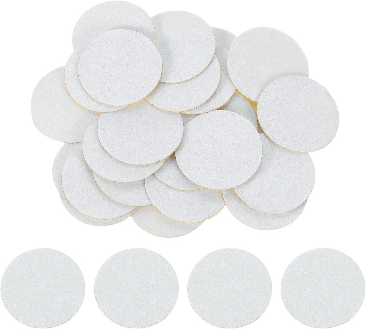 40 stuks ronde viltcirkels, 40 mm (1-5/8") witte vliesstof-stickers, zelfklevende viltpads, voorgesneden vilten pads voor naaien, kostuumhandwerk, snijden, handwerk, doe-het-zelfprojecten