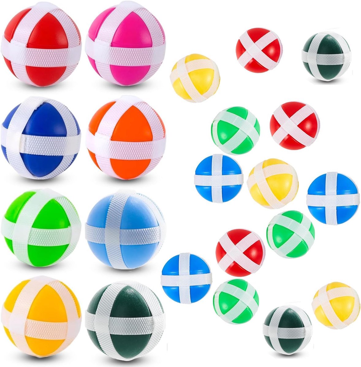 40 stuks klittenbandbalspel voor kinderen, vangbalspel, set reserveballen, paddle ball spel, klittenband, werpspel voor binnen en buiten, 8 kleuren