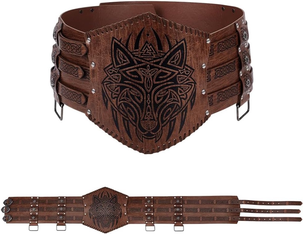 Middeleeuwse Viking brede riem, kunstleer pantserriem, vintage renaissance-brede riem, ridderkorset, riem voor LARP kerstcadeaus, kostuum,