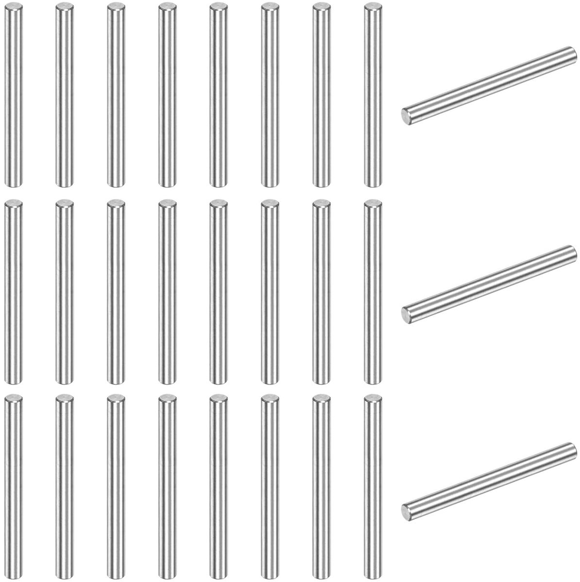 METERXITY 50-pack cilindrische bouten 4 x 40 mm, 304 roestvrij staal bevestigingselementen voor metalen apparaten/projecten, cilindrische steunpen voor planken [zilverkleur]