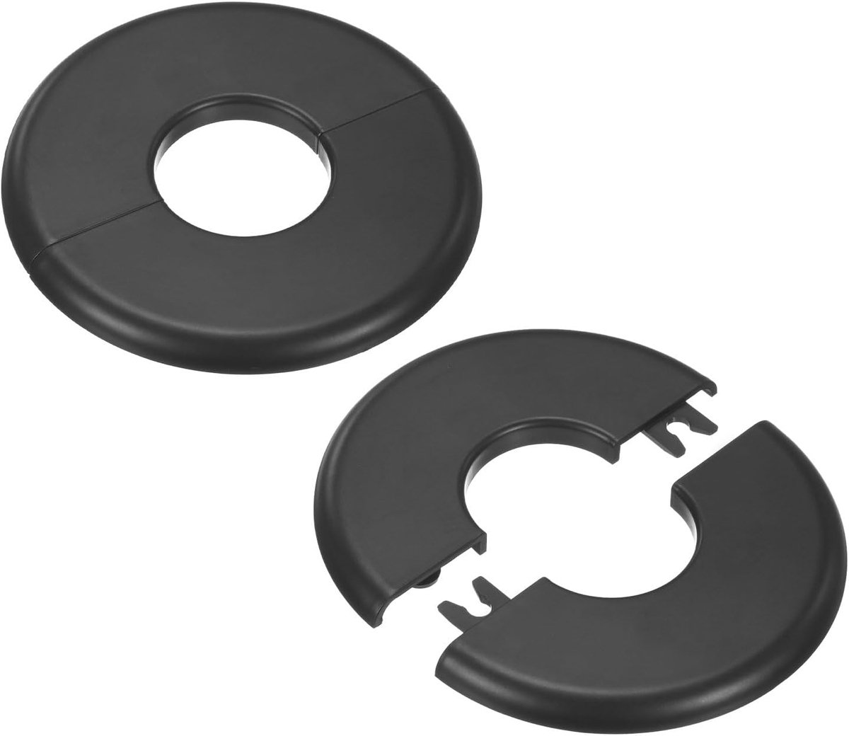 METERXITY 2-Pack Muursplitflens, voor 1,3 inch/32 mm OD-buis ABS-rosette Ronde zelfklevende afdekplaten voor waterleiding/kraan [Zwart]