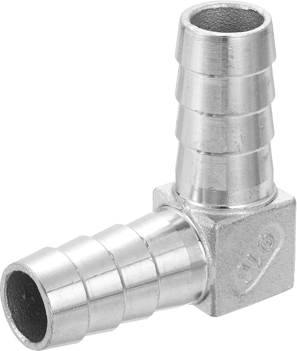 Slangaansluiting 16 mm, 90 graden buisschroefverbinding, 304 roestvrij staal, L-hoekadapter, buisverbinding voor vacuümsystemen, industriële verbindingen, pneumatische apparatuur, zilver