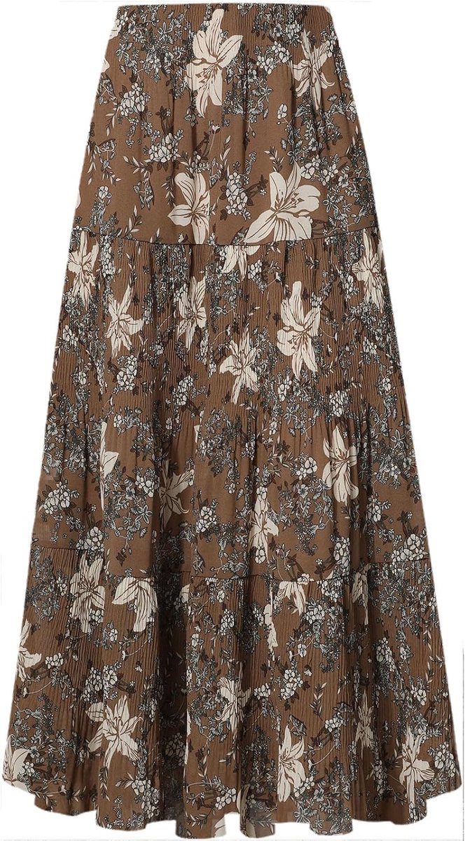 Damesrok, elastische hoge taille, maxi chiffonrok met voering, zomers, vintage stijl, lange elegante A-lijn strandrok