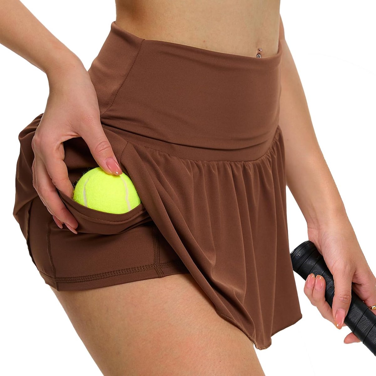 Rokken opvouwbare elastische taille skort workout met zakken basic sport minirok met shorts
