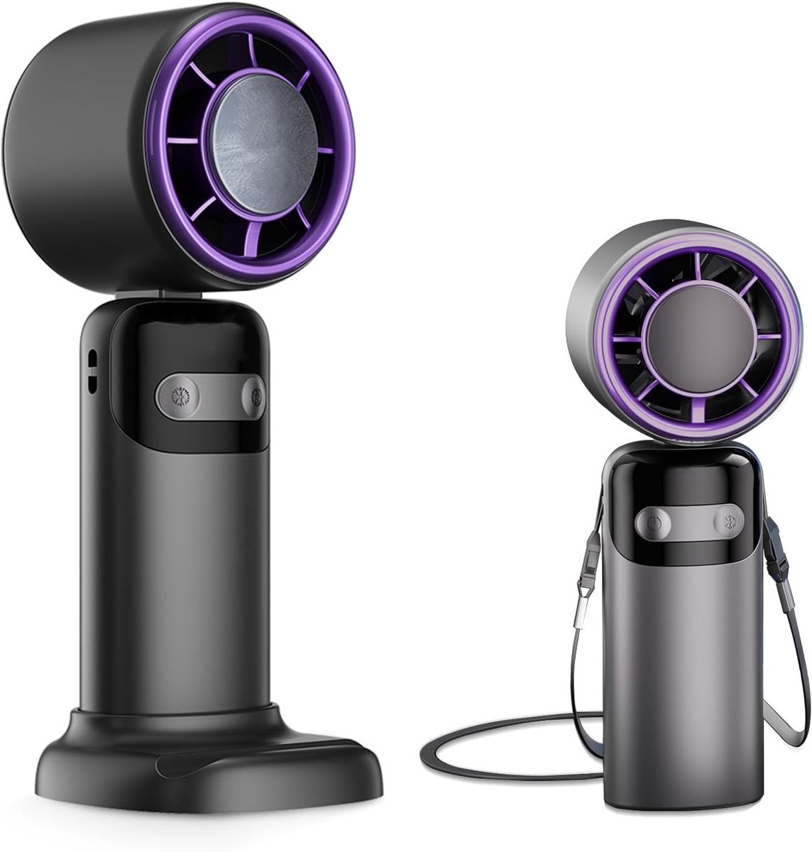 draagbare mini-ventilator, 3000 mAh handventilator, accu, oplaadbaar met 5 snelheden, kleine zakventilator, oplaadbare opvouwbare USB-ventilator voor reizen, kantoor, buiten