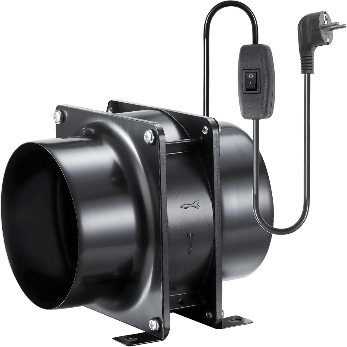 buisventilator, 100 mm, 119 m³/uur, afzuigventilator, kanaalventilator, met aan-/uitschakelaar, voor garage, gereedschapsruimte, kantoor, kweektent