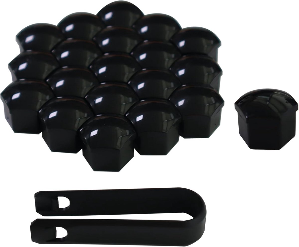 21 stuks wielboutdoppen, 19 mm, wielmoerdoppen, zeshoekige bandmoerafdekkingen, wieldoppen voor wielmoerafdekking, de meeste autowielmoerdoppen, niet van toepassing op Q7