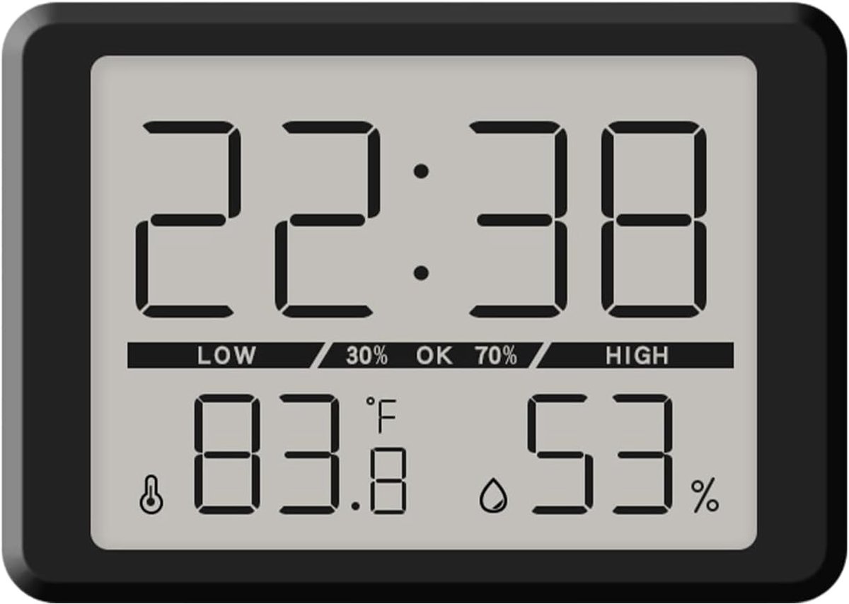 wekker: kleine reiswekker digitale klok met nachtlampje temperatuur luchtvochtigheid, 12/24 uur ℃/℉, wekker magnetische wandophanging voor thuis keuken badkamer