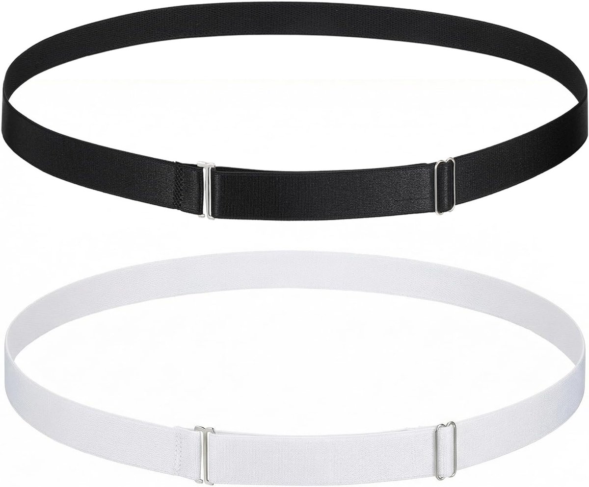 2 stuks riem zonder gesp, stretchriem voor dames, verstelbare elastische tailleriem met platte gesp, onzichtbare elastische riem voor dames, geen zichtbare tailleriem voor jeans en broeken