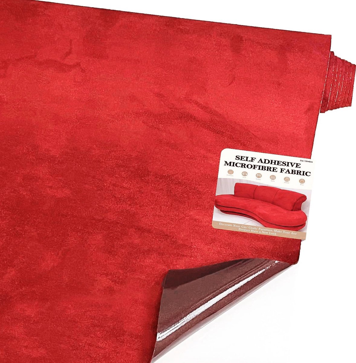 Stof, zelfklevend, voor cockpit, suède-look, suède-look, stretch, rekbare stof, velours (rood, 150 x 40 cm)