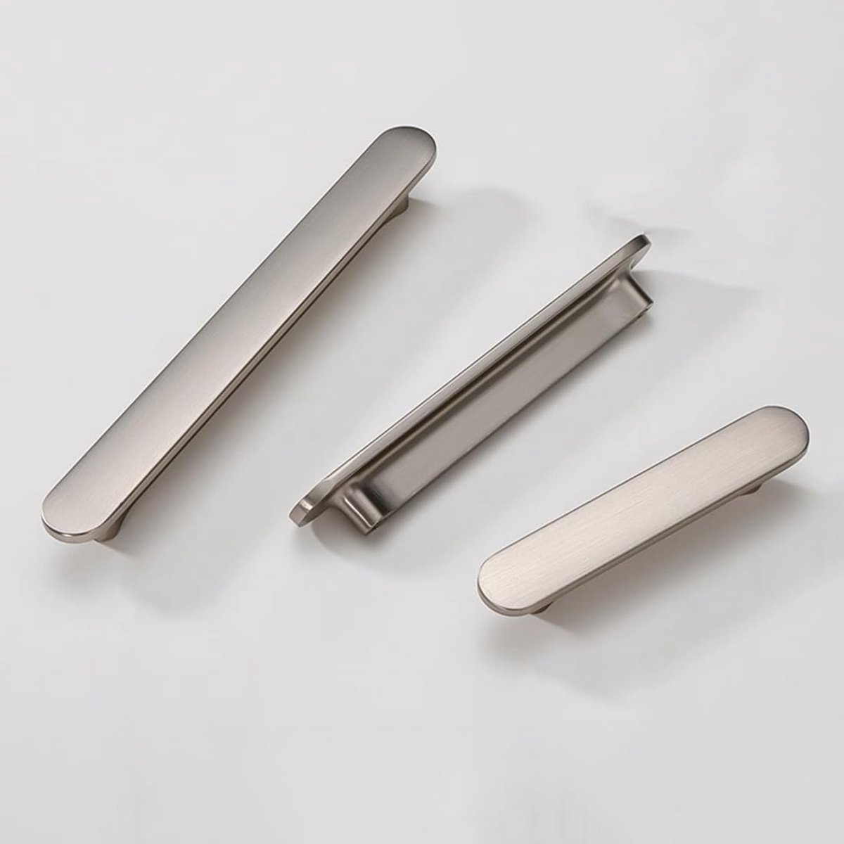 6 stuks kastgrepen, geborsteld nikkel, meubelgrepen, keukengrepen, geborsteld nikkel, meubelgrepen van messing, ladegrepen, gatafstand 64 mm