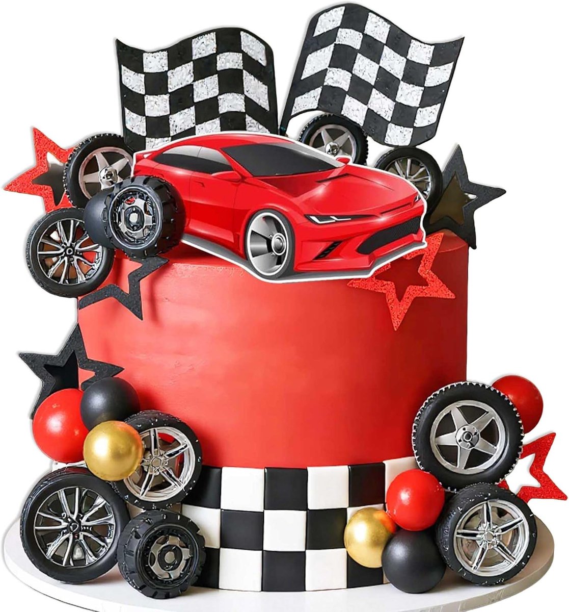 rode raceauto taartdecoratie autothema taartversiering geruite vlag | Laventy rode raceauto taartdecoratie autothema taartversiering geruite vlag taartdecoratie opgroeien twee snel