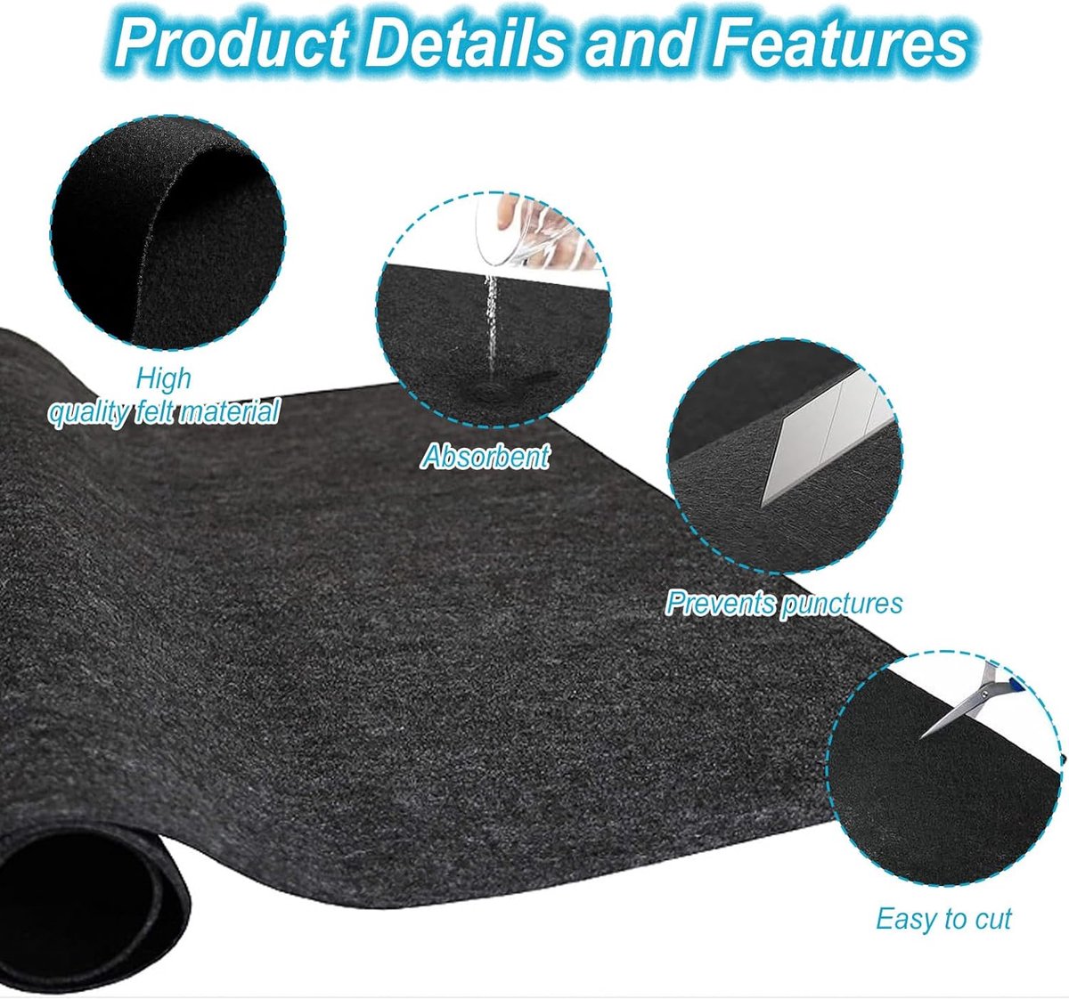 Zwembadonderlegger, rond, 200 cm, antislip onderlegger, rond, herbruikbare zwembadmatten, beschermvloer, opvouwbaar, waterabsorberende zwembadvloerbekleding, zwembadgrondzeil, zwart