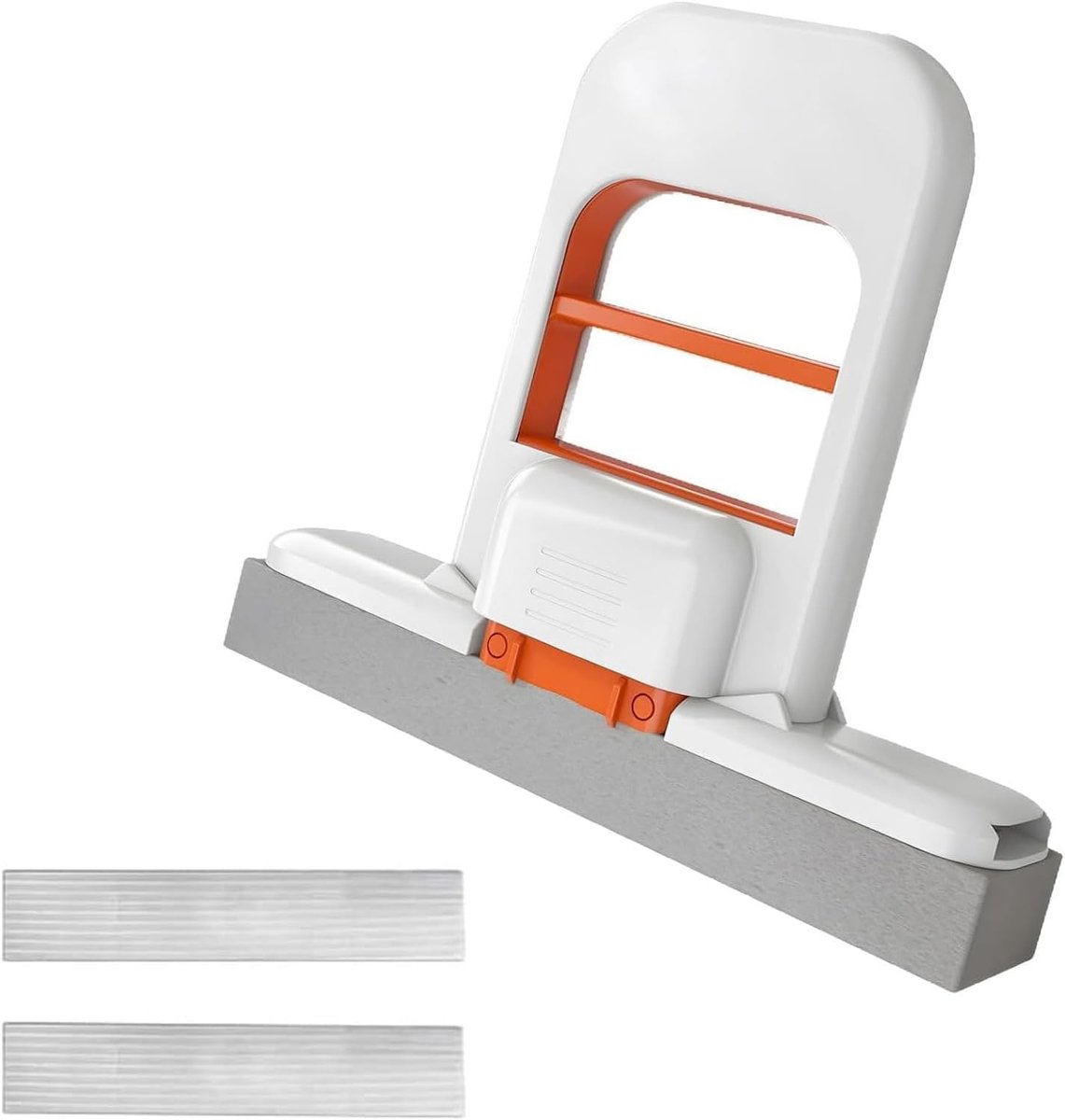 Mop Opvouwbaar, Mini Fregona van Esponja voor Nat en Droog Reinigen, Draagbare Mini Fregona de Reiniging voor Keuken Badkamer en Oppervlakken, Oranje Wit