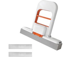 Mop Opvouwbaar, Mini Fregona van Esponja voor Nat en Droog Reinigen, Draagbare Mini Fregona de Reiniging voor Keuken Badkamer en Oppervlakken, Oranje Wit
