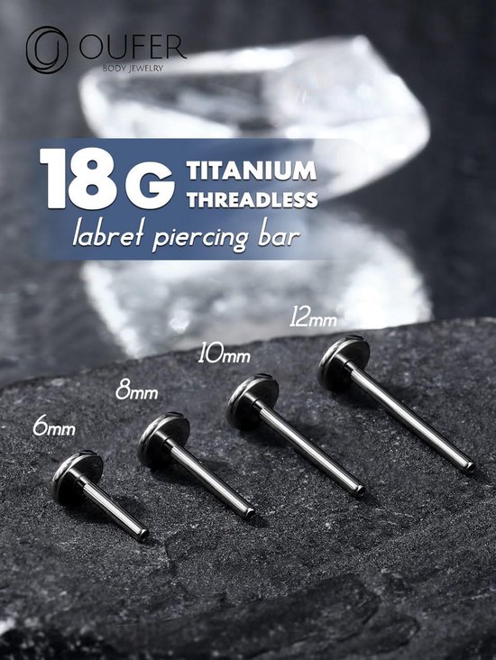 2 stuks 16G/18G/20G Gold Threadless Post titanium G23 vervangende staafjes voor oorbel tragus stud conch lobe lip ring piercing sieraden voor vrouwen 6/8/10/12 mm — afbeelding 4