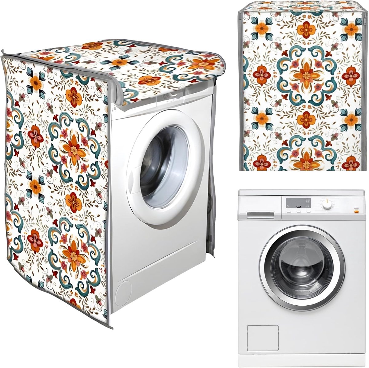 Wasmachine- en drogerhoes voor binnen, waterdichte hoes met ritssluiting, stofbescherming, voor gebruik binnenshuis, 60 x 60 x 80 cm