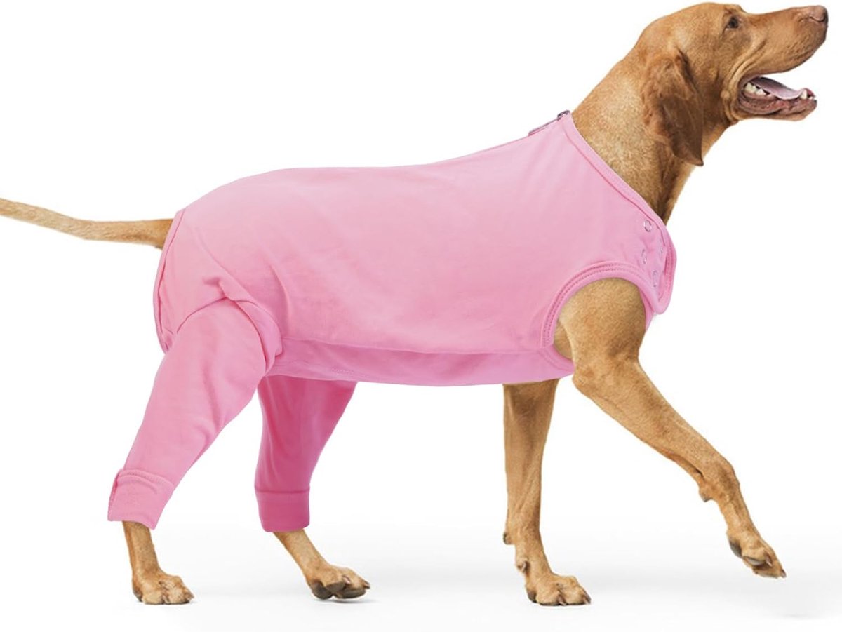 Hondenbeenoperatiepak, groot chirurgisch vest voor honden, postoperatief pak, antilikmouw, medisch shirt, beenwondbedekking, dogease wondbeschermingspak (roze, 3XL)