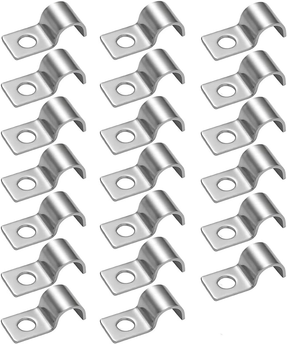 Kleine U-vormige klemklem 10 mm – bevestigingsklem voor bevestiging van leidingen en kabels Ø 9-10 mm – roestvrij staal – bevestigingsklem aan de zijkant | 20 stuks