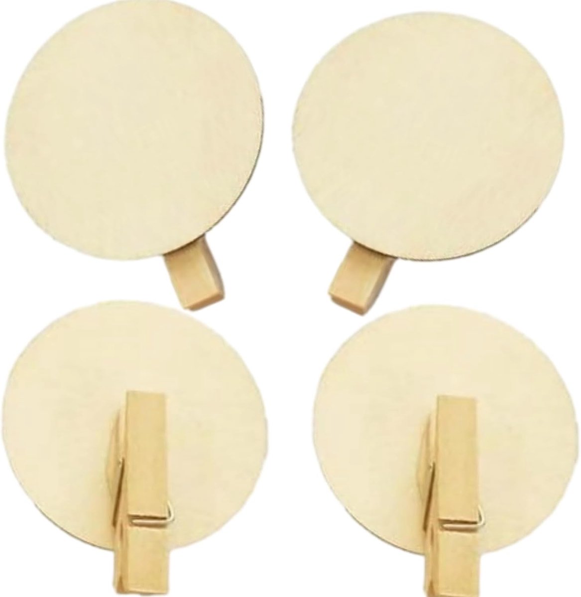50 stuks klemmen van natuurlijk hout met ronde schijf, 4,8 cm, mini-wasknijpers voor decoratie, foto's, bruiloften en knutselen, houten clips voor koord en kaarten