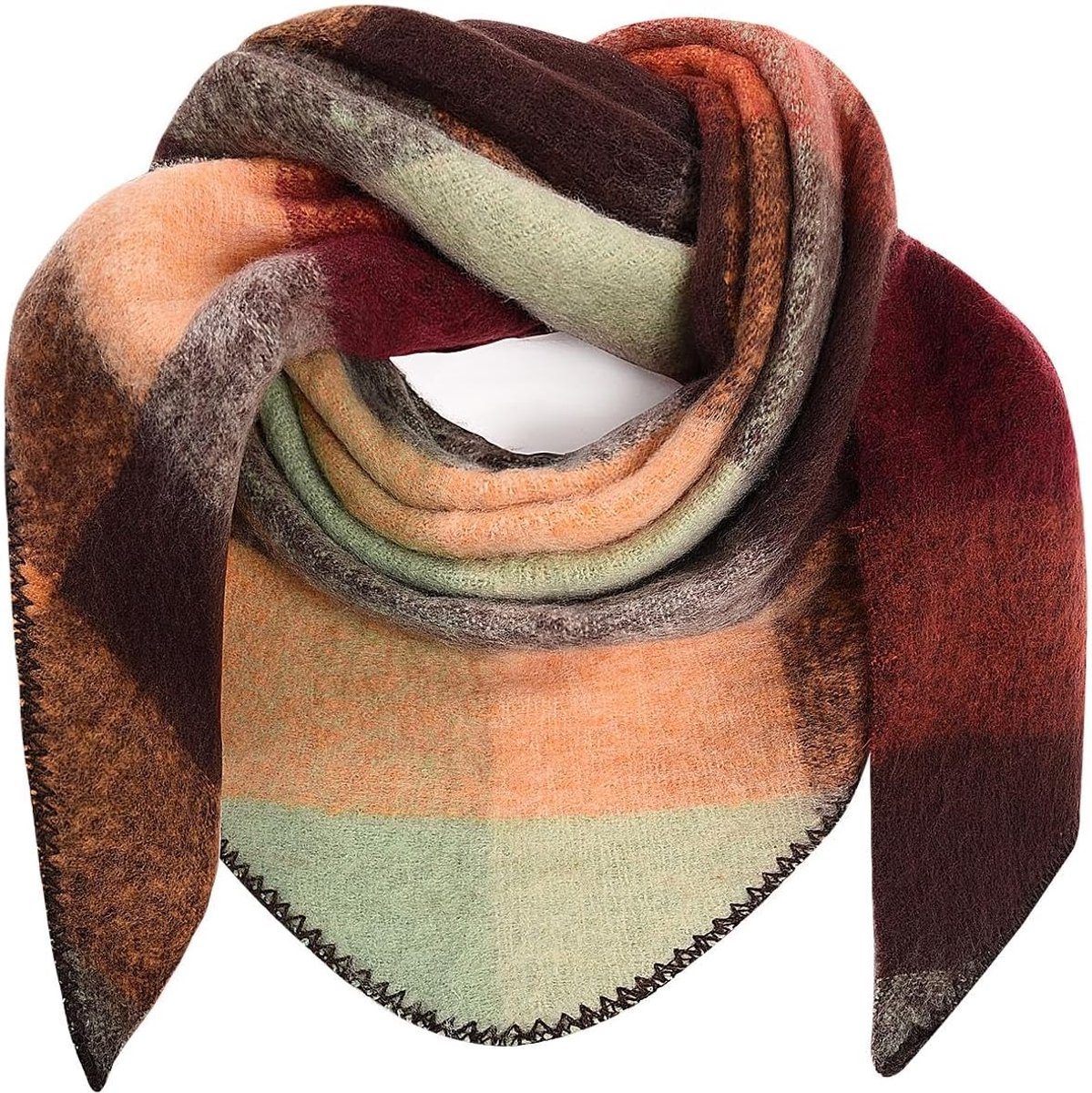 Driehoekige sjaal voor dames, XXL, gebreide halsdoek, driehoekige doek, damessjaal, kleurrijke wintersjaal, behaaglijk wollig, 195 x 135 cm