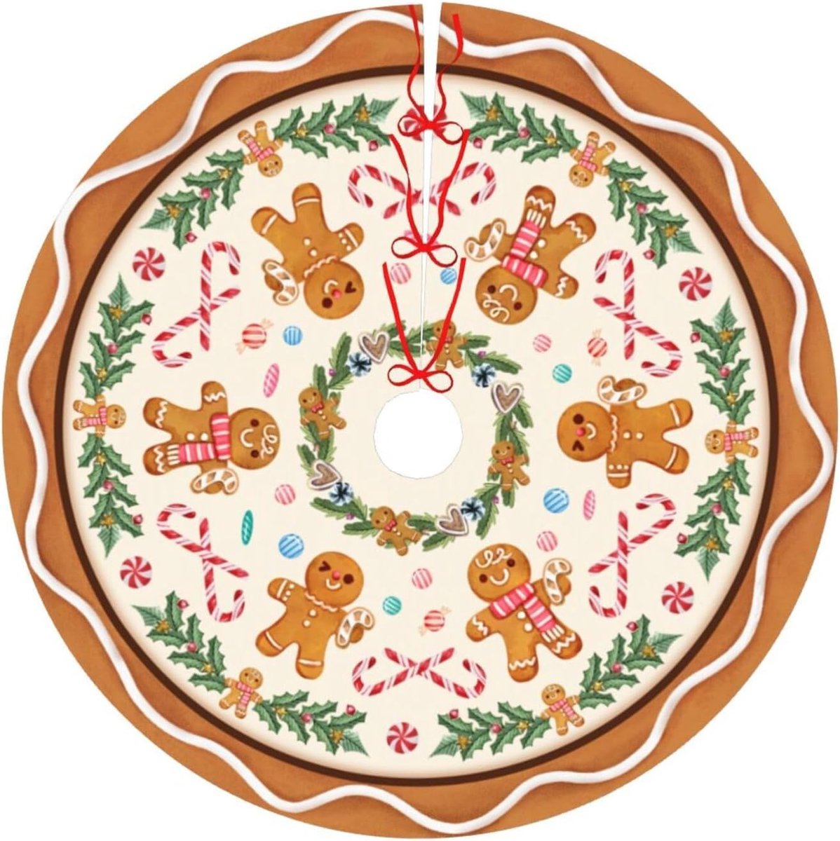 76 cm, rond, kerstboomdeken, dennenboomdeken, rond, kerstboomonderlegger voor Kerstmis, Nieuwjaar, Thanksgiving, Halloween-decoratie (B)