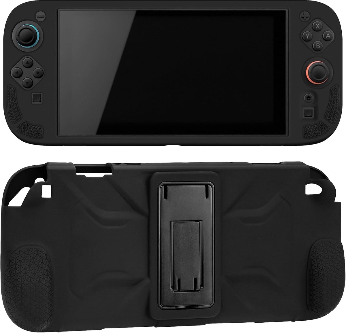 Siliconen beschermhoes compatibel met Nintendo Switch 2, gedeeld design, schokbestendig, krasbestendige schaal, speelaccessoires (zwart)
