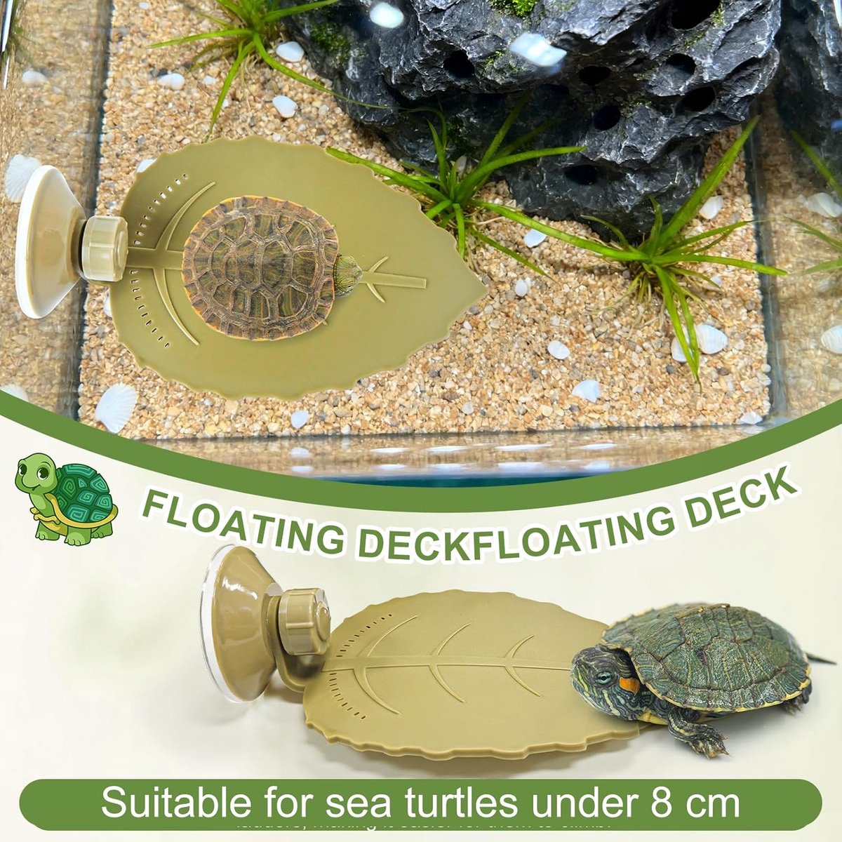 Platform voor waterschildpadden, schildpadden, klimmen voor kleine reptielen, triton, terras, dier, aquarium, kai habitat, reptielen, sterke zuignap, drijvend
