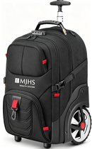 Reistas met Wielen 50L, Waterafstotend, 17-inch Laptopvak, Zwart
