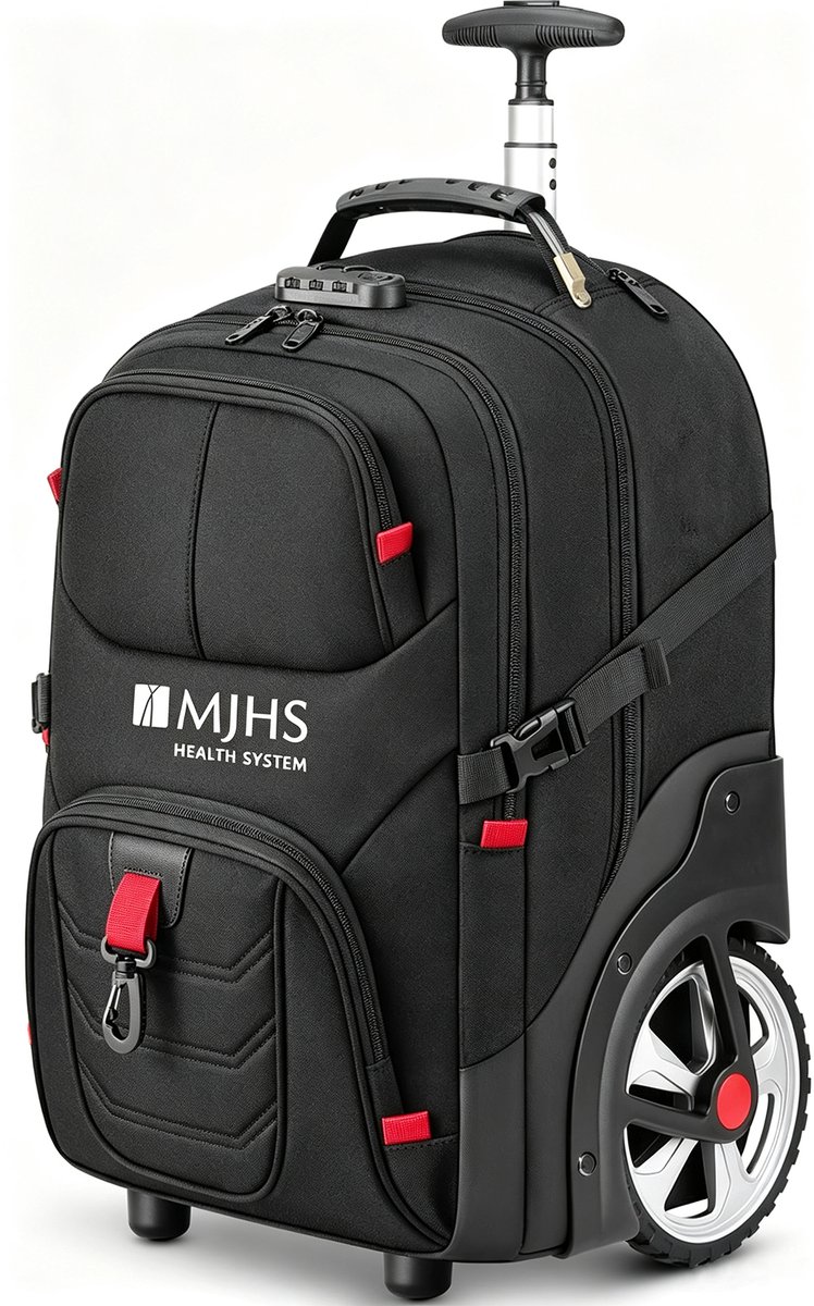 Reistas met Wielen 50L, Waterafstotend, 17-inch Laptopvak, Zwart