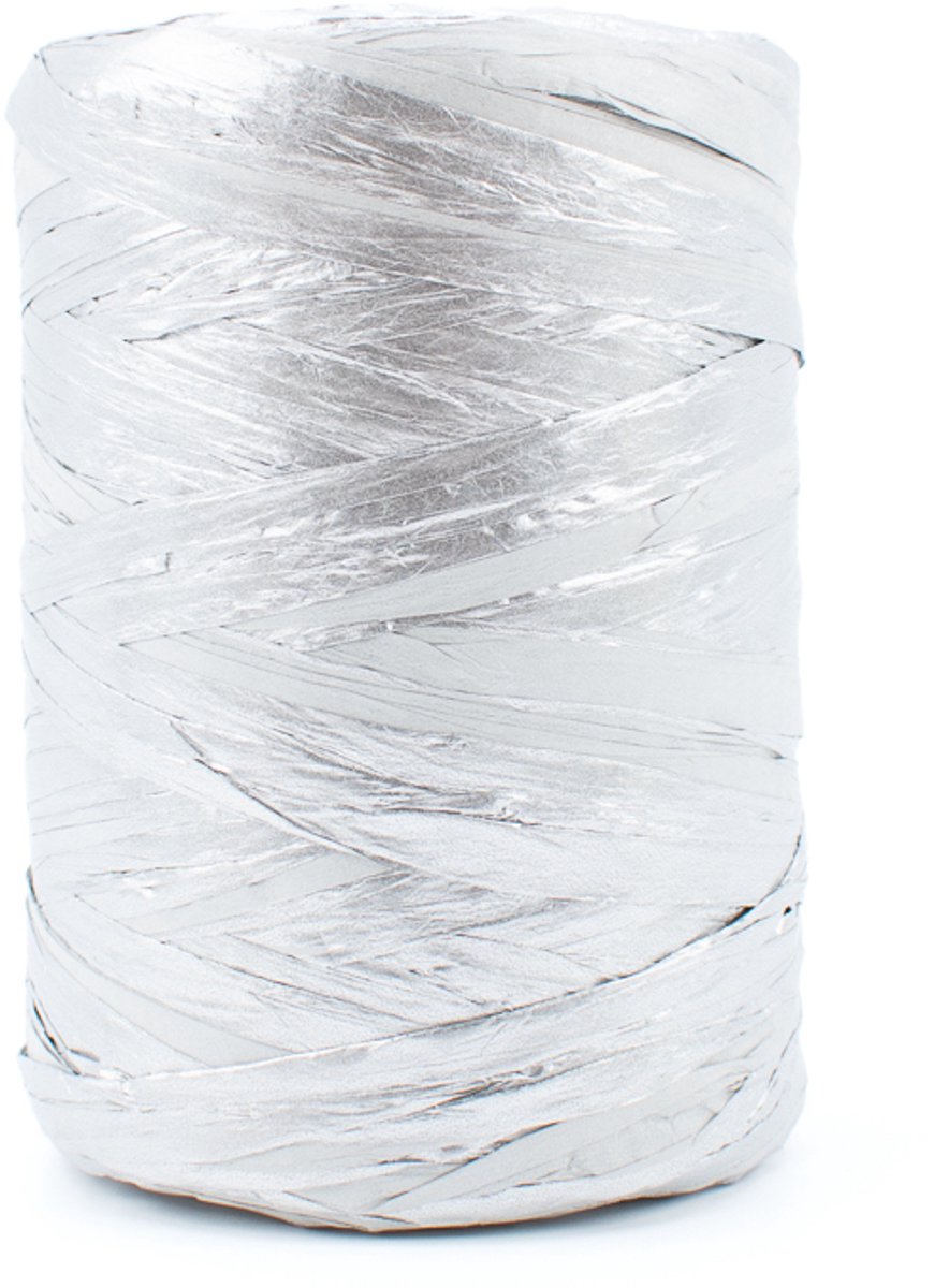 Raffia lint - cadeaulint - 5 mm x 100 meter - zilver