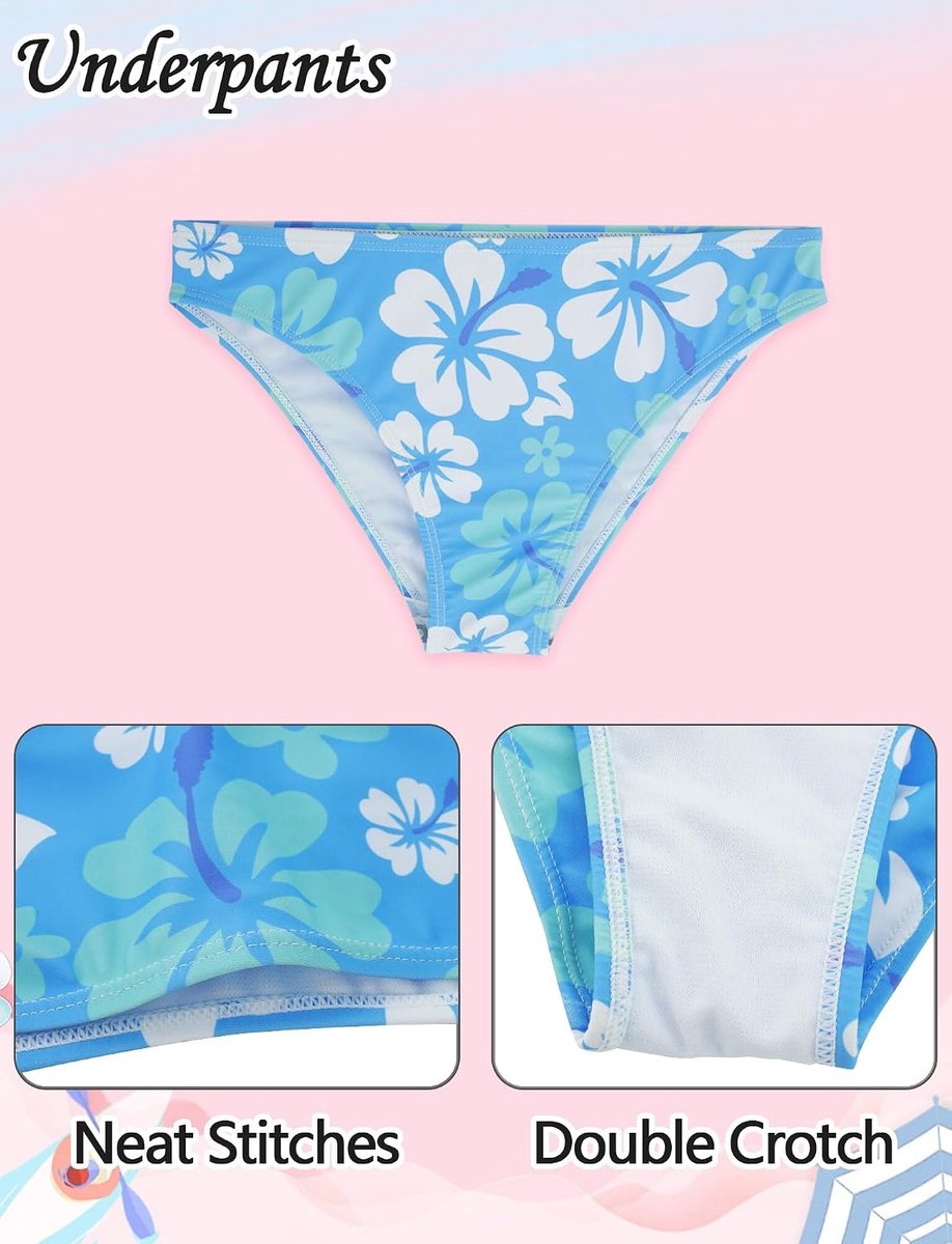 Meisjesbikiniset met rok, 3-delig, tieners, badmode, modieus bedrukt, badpak, gevoerde badkleding voor 140-170 cm