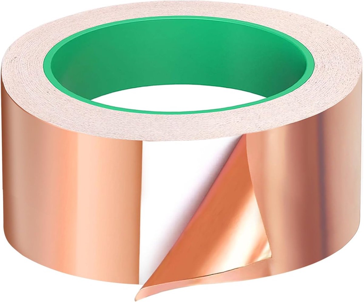 Zelfklevend 20m x 50mm Tegen Slakken & EMI Afscherming | Dubbelzijdig geleidende koperfolie voor gitaar & tuin. Weerbestendig, sterke kleefkracht voor reparaties & DIY