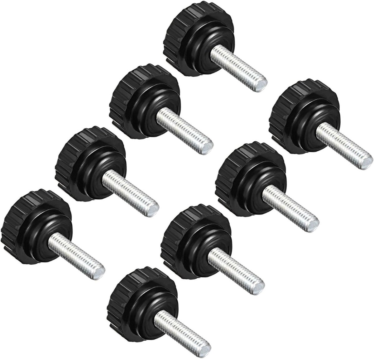 klemknoppen M5 x 20 mm buitendraad schroefdraad 21 mm kop thermoplast plastic duimschroef handvat bouten knoppen zwart - (toepassing: voor draaimachines machines) 8 stuks