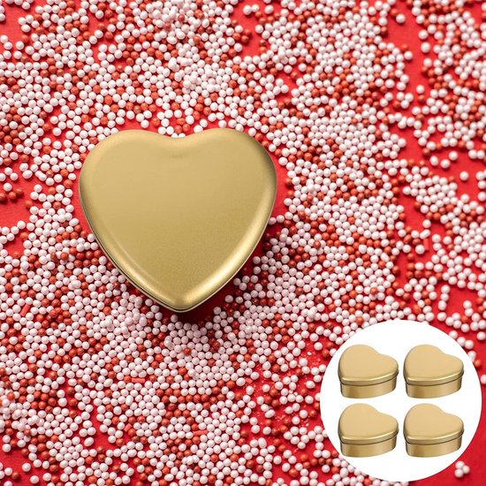 Dozen in hartvorm, metaal, tin, ijzer, snoep, kaars, containers voor gastgeschenken, doop, bruiloft (goud) — afbeelding 2