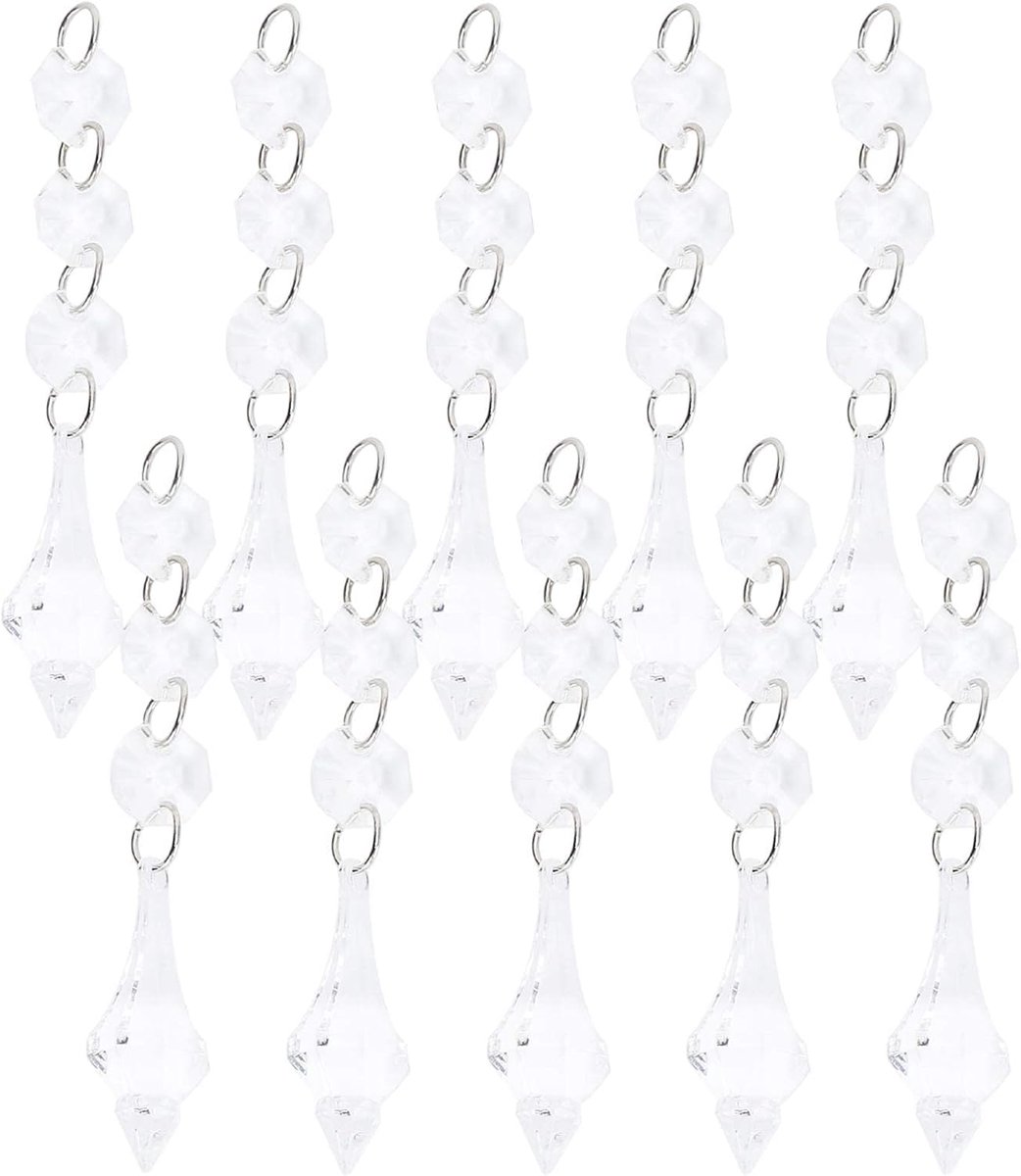 kristallen kroonluchters prisma's, transparante acryl hangers met esdoornblad design voor hangende lichtpracht, 10 stuks