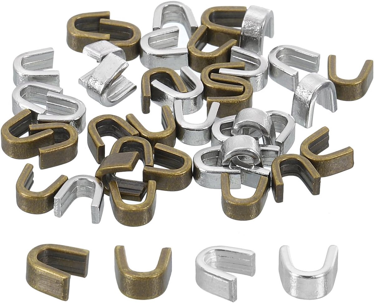 Sluitingen, 5 U-vormige bovenste clips voor tassen, mantels, jassen, ritssluitingen, gesloten, vervanging in zilver en brons
