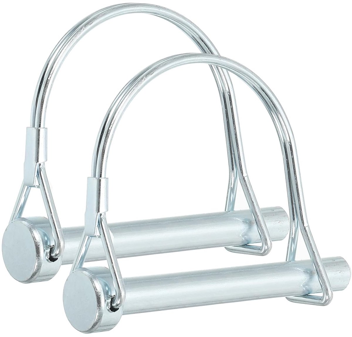 Koppelingspen voor aanhanger, 5/16 x 2 - 9/16 inch, 2 stuks draadvergrendeling, boom, veiligheid, ronde pennen voor landbouwaanhangers, gazonbevestigingen (8 x 65 mm)