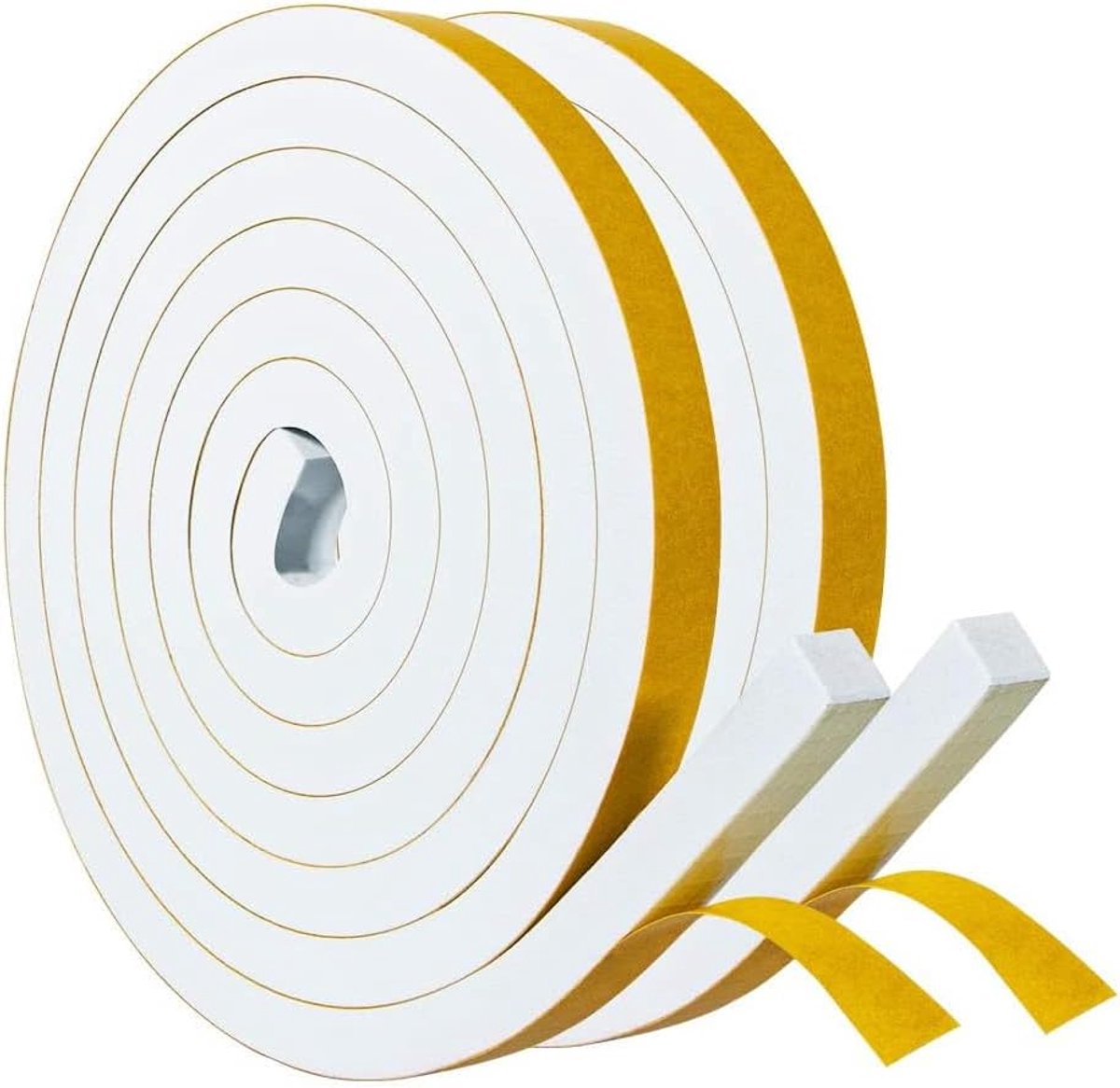 Schuimrubberen afdichtingstape 12 x 10 mm 2 rollen 4 m wit | Raamafdichting deurafdichting isolatie en geluiddemping Geschikt voor deuren ramen koelkasten vriezers airco en kasten