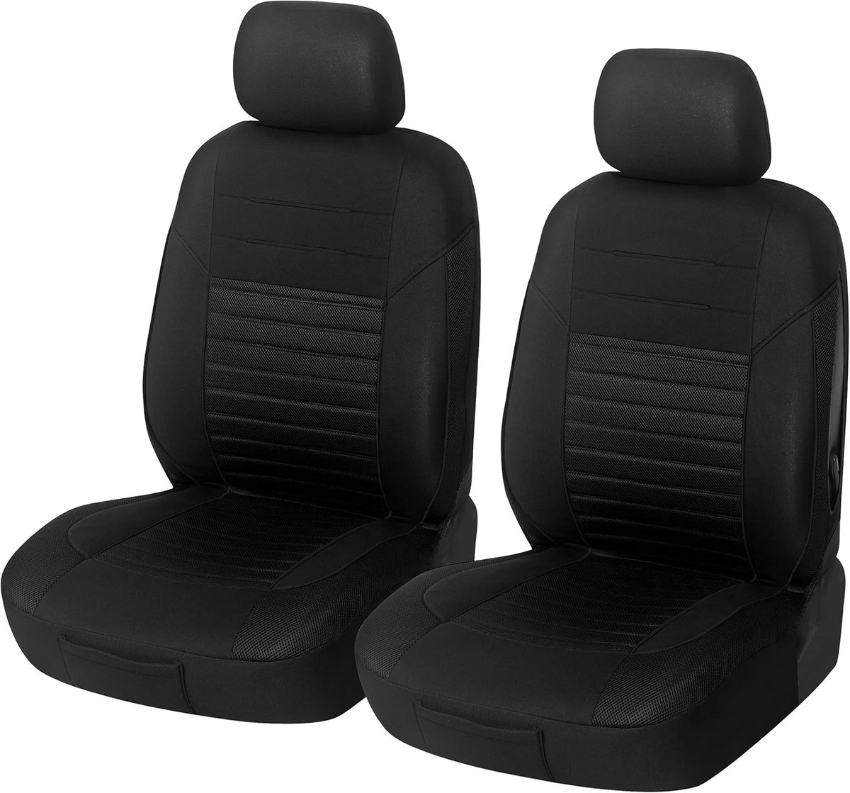 Autostoelhoezen voorstoelen zwart | Autobeschermhoezen set voor bestuurdersstoel en passagier | Autostoelhoes universeel | Autoaccessoires, geschenken voor vrouwen en mannen