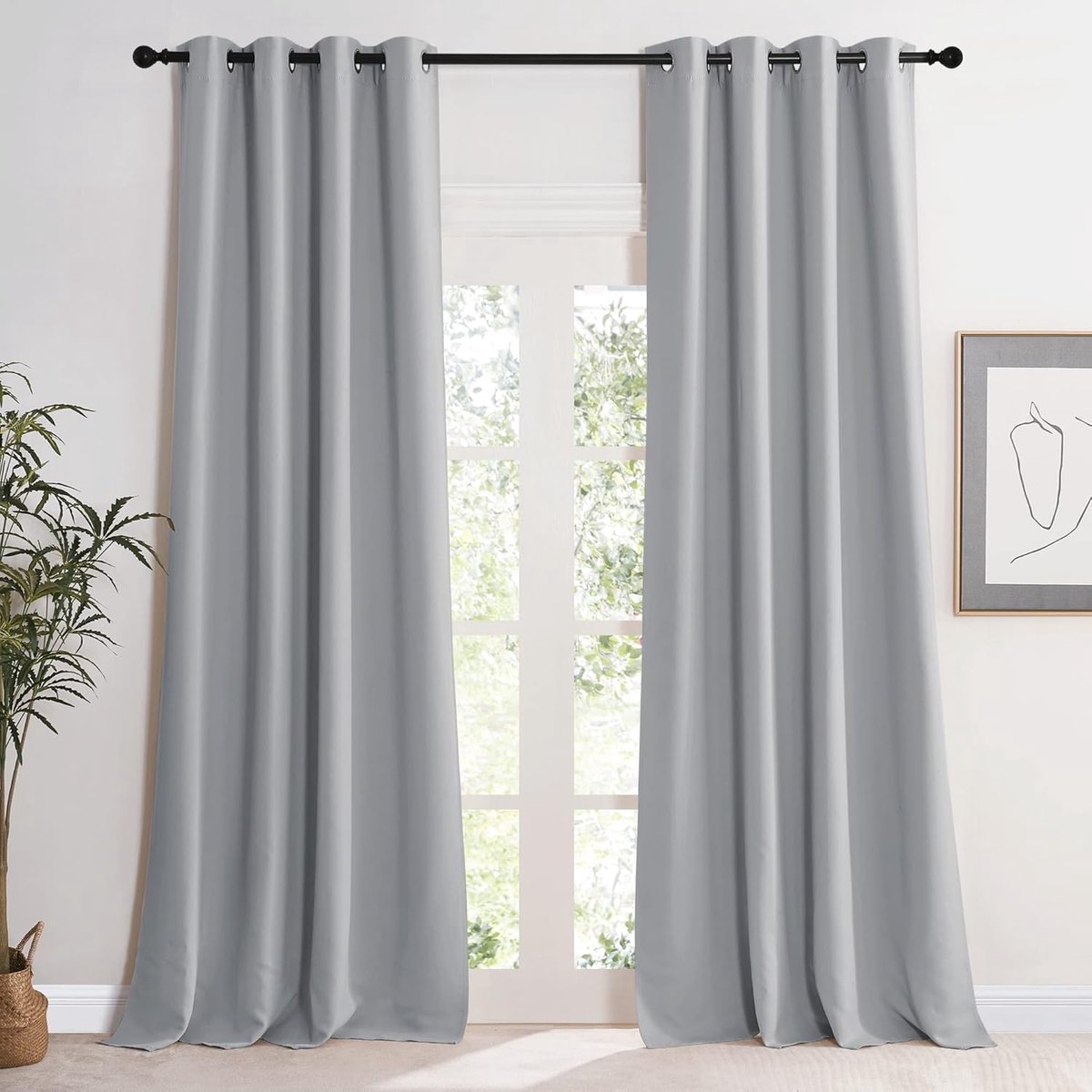 Panelen Verduisteringsgordijnen Gordijnen Warmte-en Koude-Isolerende Thermische,140B x 245H cm (2 Panelen),Zilvergrijs | Lichtgrijs, set van 2, 245 x 140 cm (h x b), thermogordijn tegen hitte, verduistering, zonwering, voor schapenkamer/woonkamer