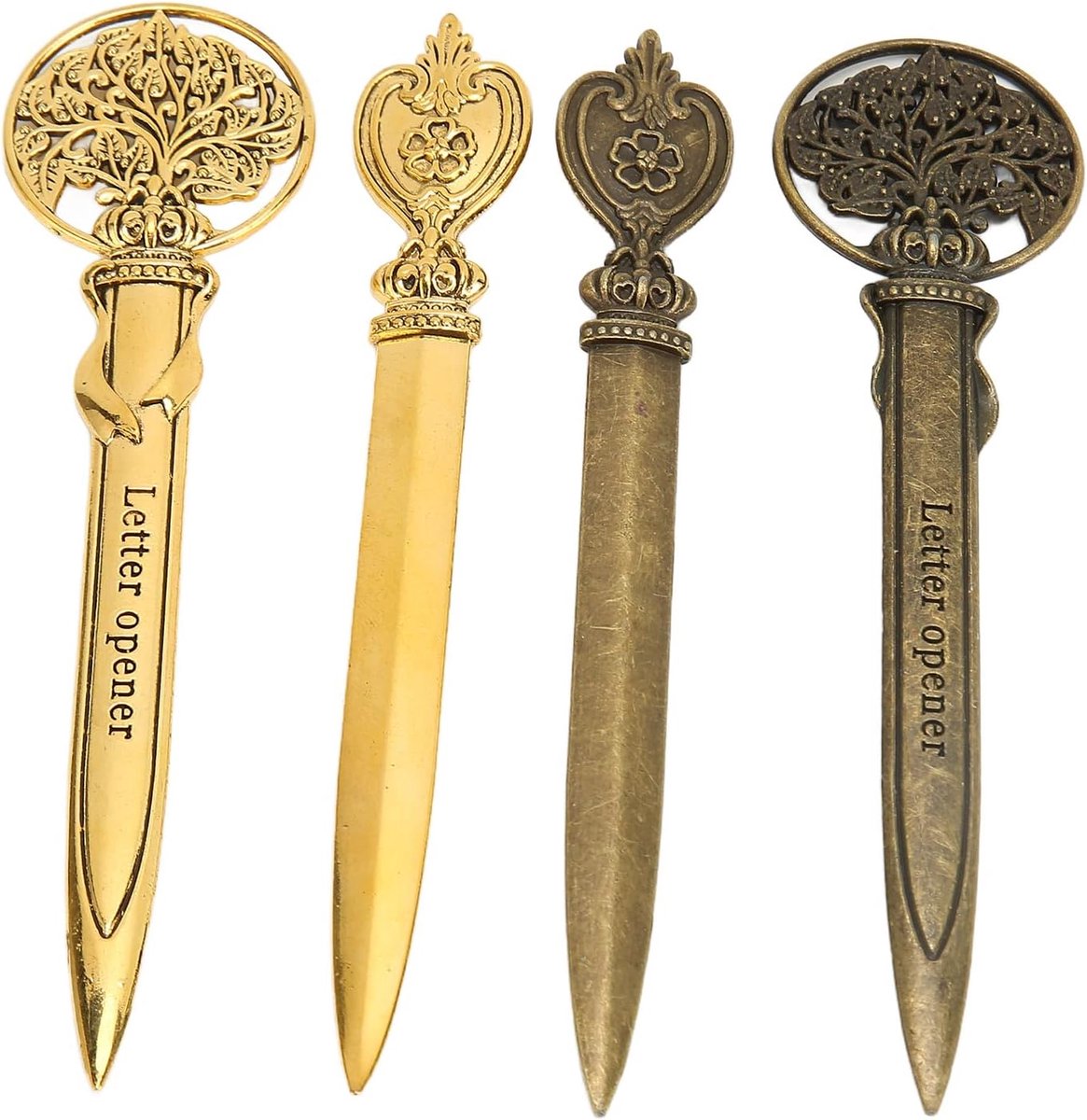 Briefopeners Set, 4 Stuks Retro Lichtgewicht Postopener voor Kantoor, Envelop en Papier Snijgereedschap