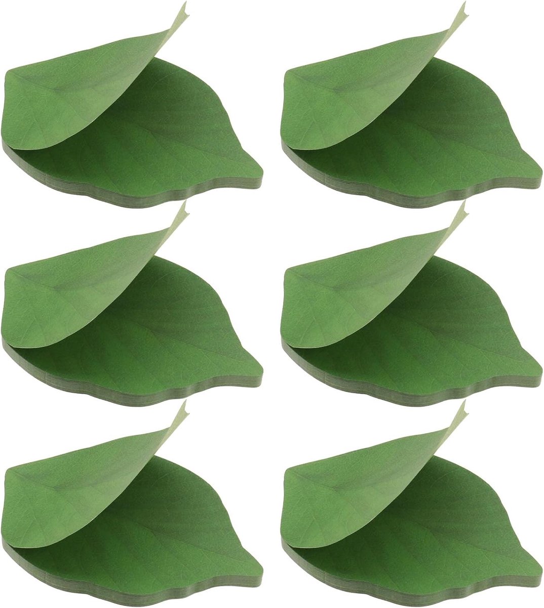 idea 6 Blokjes (300 Blaadjes) Groene Blad Plakbriefjes Notitieblokken Post-it Notities Zelfklevende Anti-Vergeet Notities Memo Blokjes voor Kantoor, School, Thuisgebruik 9,5x6,2cm