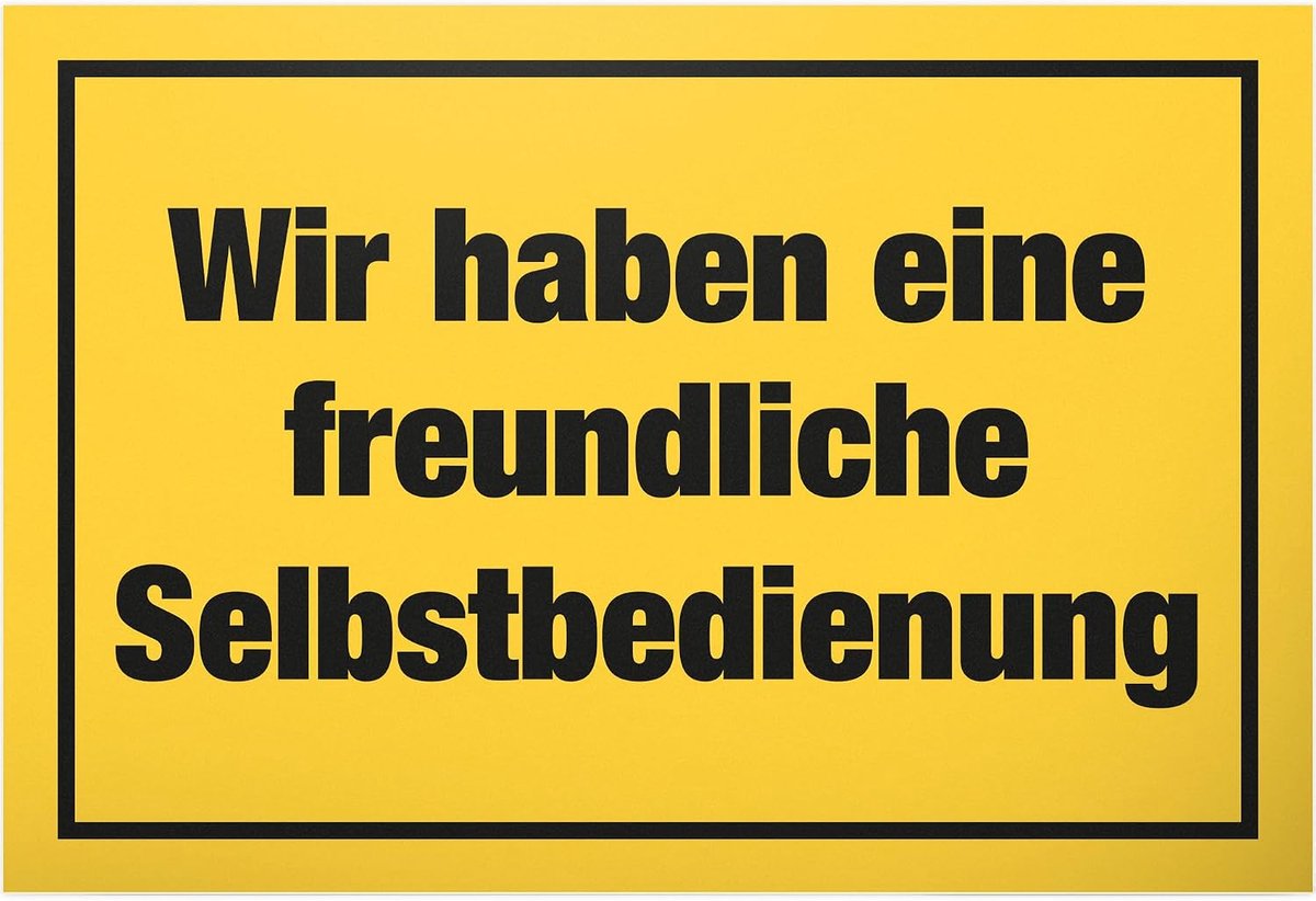 Zelfbediening - 30 x 20 cm bord - restaurants decoratie kroegen geschenk horeca - wanddecoratie bar decoratie grappige spreuk deurbordje restaurant decoratie spreukenbord