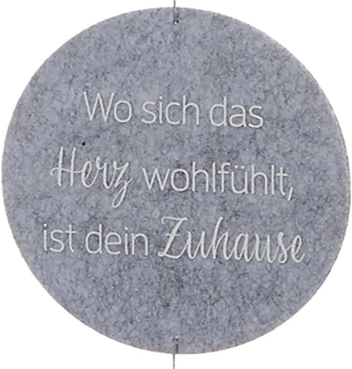 Vilten slinger decoratie slinger wandhanger wanddecoratie grijstinten met zintuigspreuk ca. 145 cm (lichtgrijs)