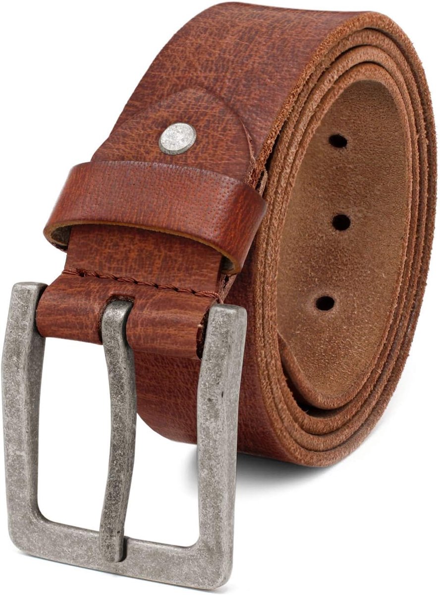 Antieke Vintage Leren Riem voor mannen buffelleder van stevig 4mm volnerfleer Herenriem Jeans-riem met doornsluiting 38mm