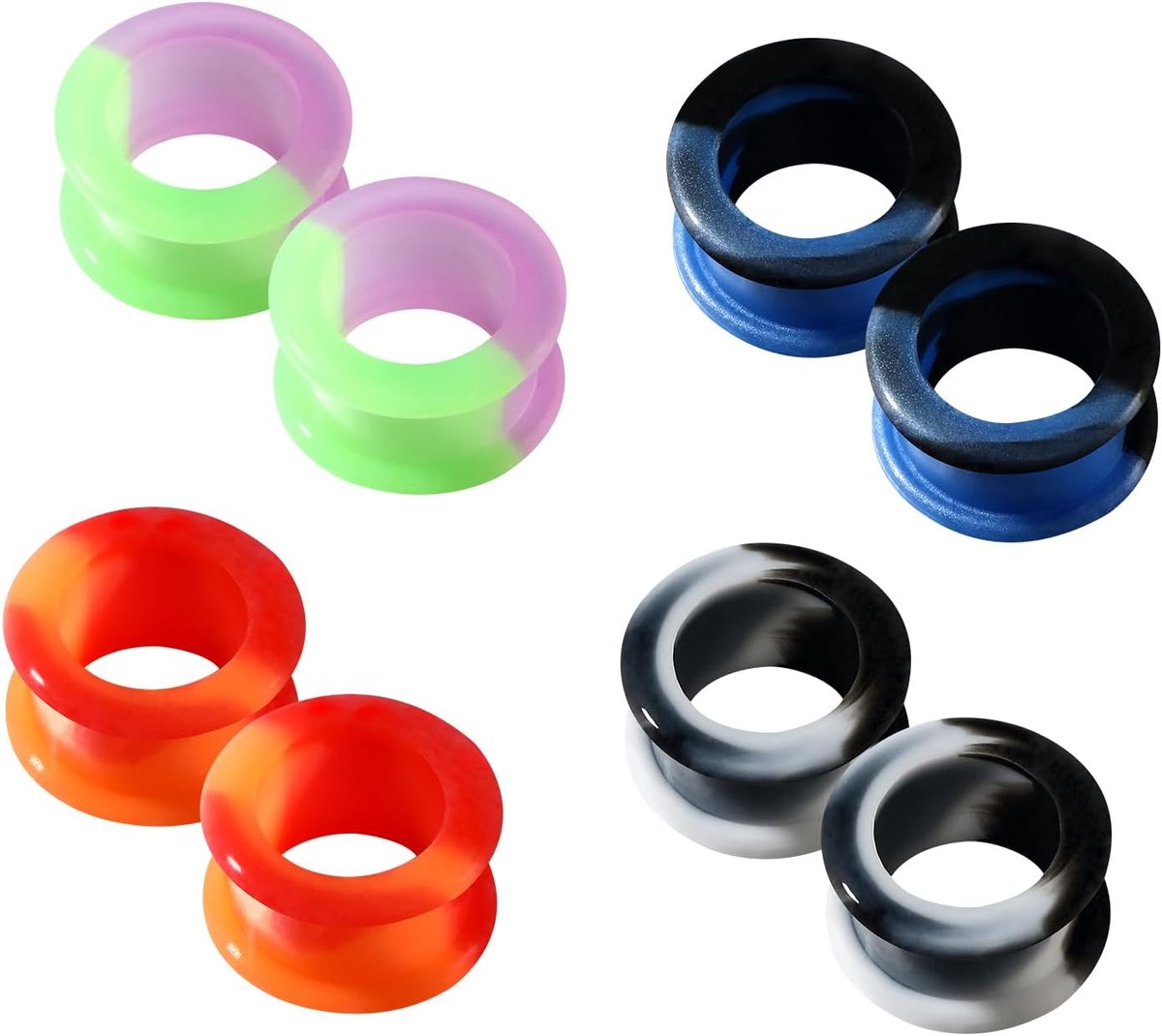 Tunnels set oorplugs hard siliconen double flared oorstretcher met brede rand, 6-16 mm