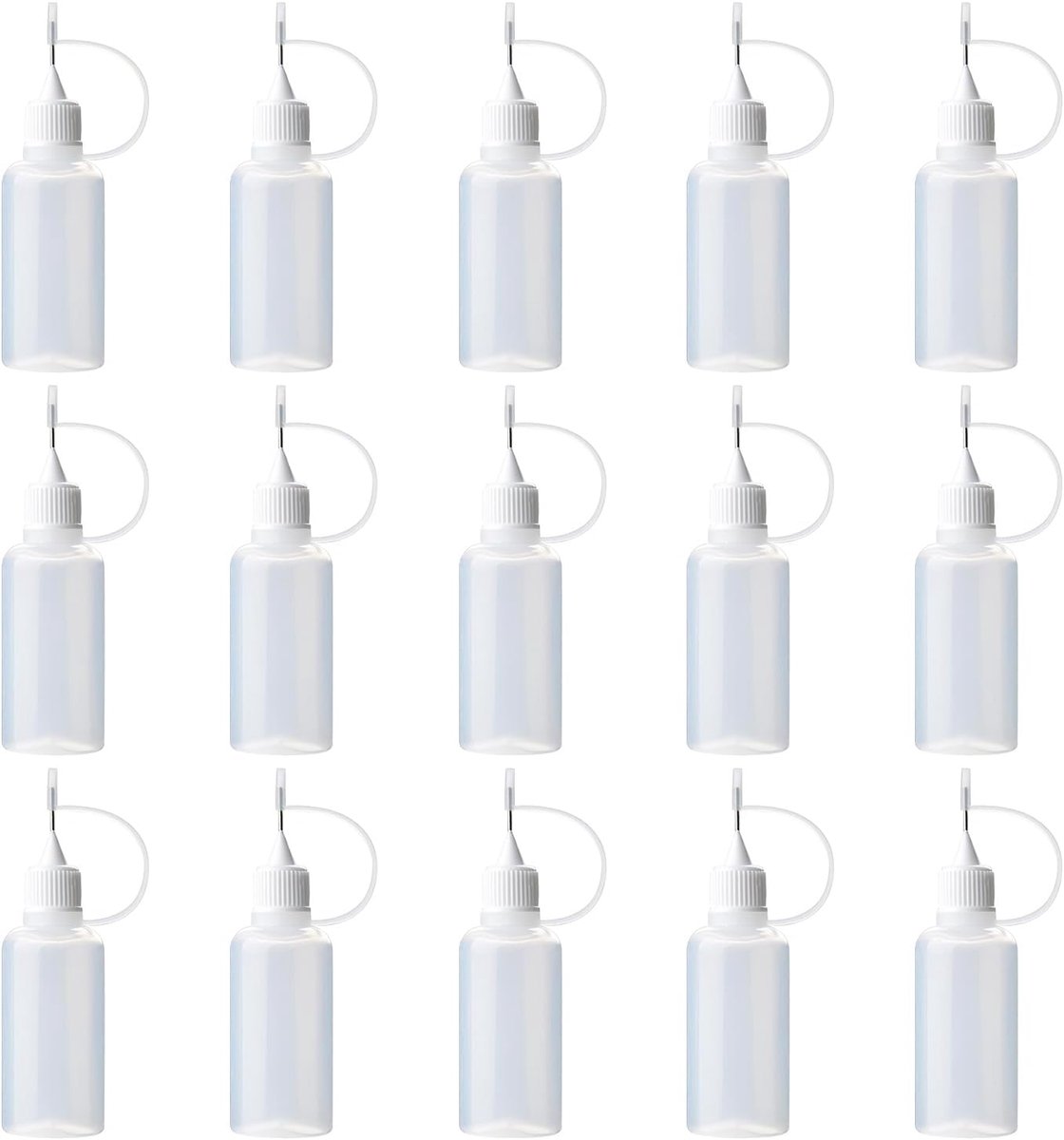 SnelShoppen - Pack van 15 Naaldflessen, 10 ml Precisiepunten, Applicator Flesje, Naaldtips, Lijmfles, Plastic Dispenser Fles, Kleine Plastic Flessen v