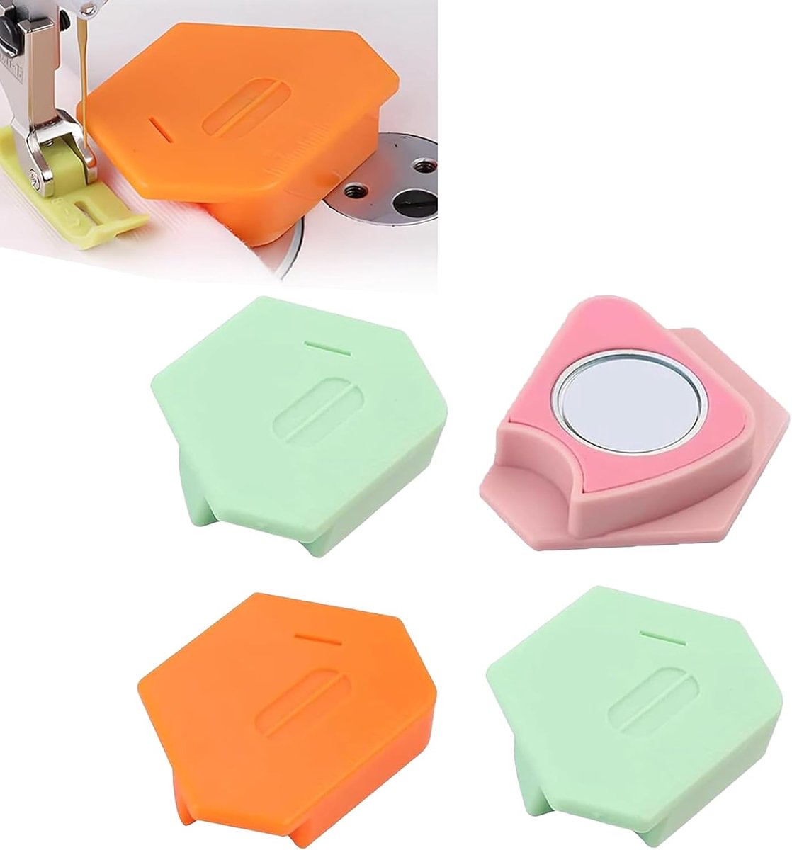 4 stuks magnetische naadgeleiders, magnetische naadgeleiders, multifunctionele zoom, magnetische naadgeleiding met schaal, naaitoebehoren voor naaimachine