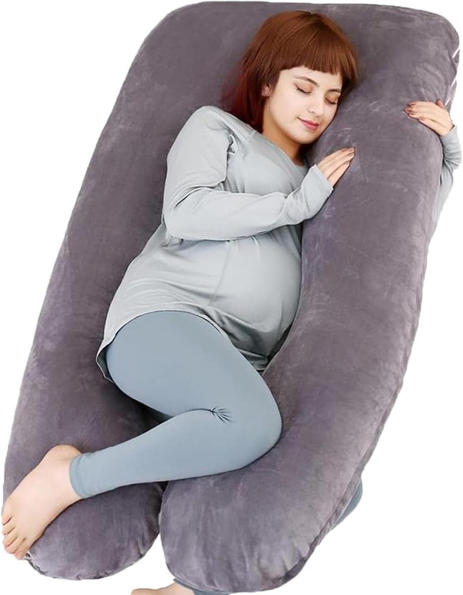 zwangerschapskussen voor het hele lichaam met afneembare hoes voor zwangere vrouwen, zwangerschapskussen om te slapen, ondersteuning voor rug, benen, buik, 140 cm zwangerschapskussen voor
